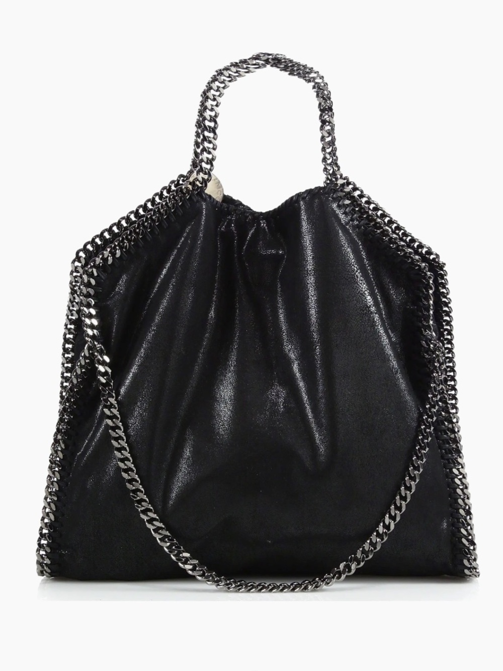 Stella McCartney Falabella Tote Bag Black Silver Chain Clutch Handbag Purse
